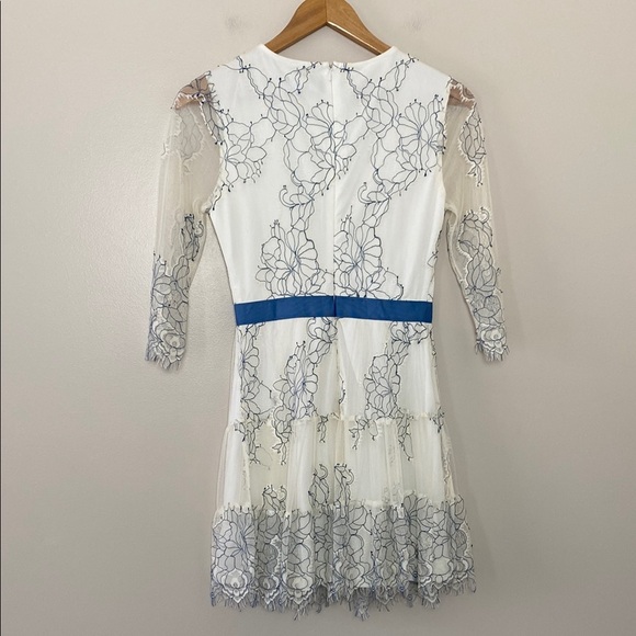 Lulus Elite Chic Cream Floral Lace Mini Skater Dress Size XS - Picture 11 of 16
